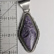 Vintage Sterling Silver Charoite Pendant, Navajo Native American D. Dale. - Image 4