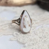 Antique 9ct Rose Gold Cameo Ring, Pink Shell - Image 8