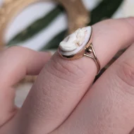 Antique 9ct Rose Gold Cameo Ring, Pink Shell - Image 4