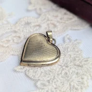 Vintage Rolled Gold Heart Locket, Garnet Flower Engraved Double Photo K&L - Image 5