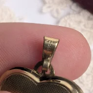 Vintage Rolled Gold Heart Locket, Garnet Flower Engraved Double Photo K&L - Image 3