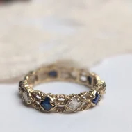 Vintage 9ct Gold Blue Stone Eternity Band, Hallmarked 1970s Organic - Image 10