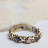 Vintage 9ct Gold Blue Stone Eternity Band, Hallmarked 1970s Organic - Image 9