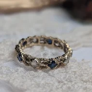 Vintage 9ct Gold Blue Stone Eternity Band, Hallmarked 1970s Organic - Image 8