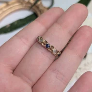 Vintage 9ct Gold Blue Stone Eternity Band, Hallmarked 1970s Organic - Image 4