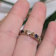 Vintage 9ct Gold Blue Stone Eternity Band, Hallmarked 1970s Organic - Image 3