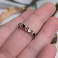 Vintage 9ct Gold Blue Stone Eternity Band, Hallmarked 1970s Organic - Image 2