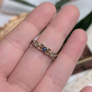 Vintage 9ct Gold Blue Stone Eternity Band, Hallmarked 1970s Organic - Image 13