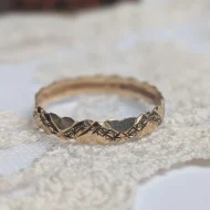 Vintage 9ct Gold Hearts & Stars Band, 1980s Ring - Image 12