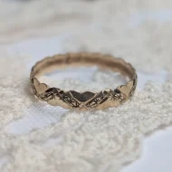 Vintage 9ct Gold Hearts & Stars Band, 1980s Ring - Image 10