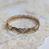 Vintage 9ct Gold Hearts & Stars Band, 1980s Ring - Image 9