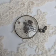 Vintage Pressed Flower Glass Pendant, Dried Plant - Image 2