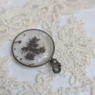 Vintage Pressed Flower Glass Pendant, Dried Plant - Image 4