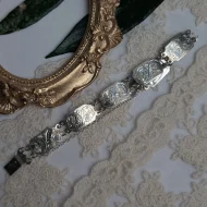 Vintage Sterling Silver Etched Panel Bracelet, Hallmarked Floral 925 DPG - Image 10