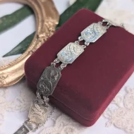 Vintage Sterling Silver Etched Panel Bracelet