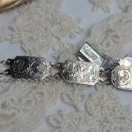 Vintage Sterling Silver Etched Panel Bracelet, Hallmarked Floral 925 DPG - Image 3