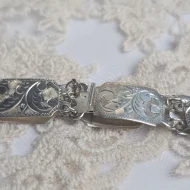 Vintage Sterling Silver Etched Panel Bracelet, Hallmarked Floral 925 DPG - Image 7