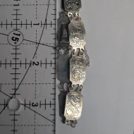 Vintage Sterling Silver Etched Panel Bracelet, Hallmarked Floral 925 DPG - Image 9