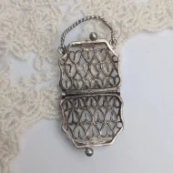 Vintage Silver Opening Handbag Charm, Ornate Heart Scroll Pendant - Image 4