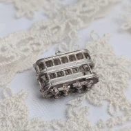 Vintage Silver Tram Charm, Double Decker Pendant - Image 7