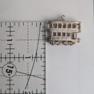Vintage Silver Tram Charm, Double Decker Pendant - Image 3