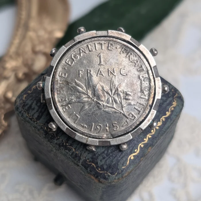 Antique Silver 1915 Franc Brooch
