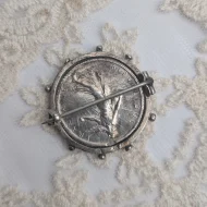 Antique Silver 1915 Franc Brooch, France Coin - Image 2