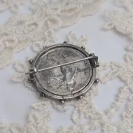 Antique Silver 1915 Franc Brooch, France Coin - Image 6