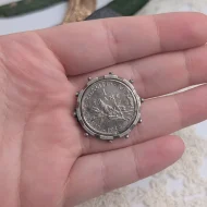 Antique Silver 1915 Franc Brooch, France Coin - Image 3