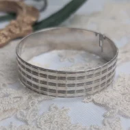 Vintage Sterling Silver Diamond Cut Bangle, Hallmarked Hinged Bracelet 1974 - Image 11