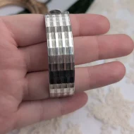 Vintage Sterling Silver Diamond Cut Bangle, Hallmarked Hinged Bracelet 1974 - Image 4