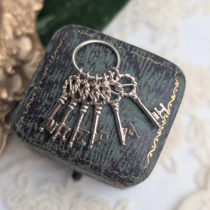 Vintage Silver Mizpah Key Charm Pendant