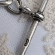Antique Sterling Silver Albert Watch Chain, T Bar Dog Clip 1916 Edwardian - Image 8