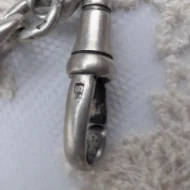 Antique Sterling Silver Albert Watch Chain, T Bar Dog Clip 1916 Edwardian - Image 12