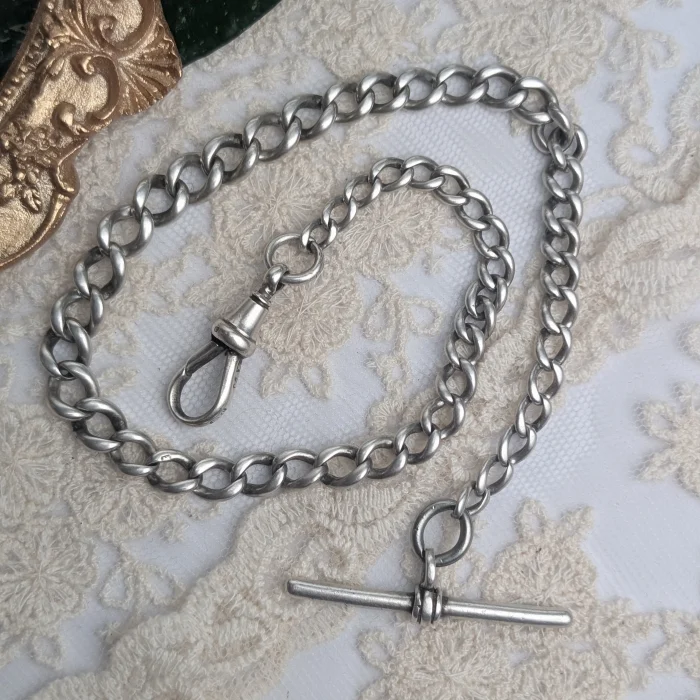 Antique Sterling Silver Albert Watch Chain