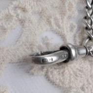 Antique Sterling Silver Albert Watch Chain, T Bar Dog Clip Graduated 1902 Edwardian - Image 7