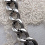 Antique Sterling Silver Albert Watch Chain, T Bar Dog Clip Graduated 1902 Edwardian - Image 14