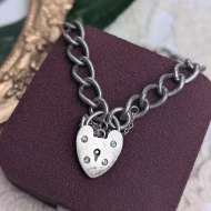 Vintage Sterling Silver Padlock Bracelet