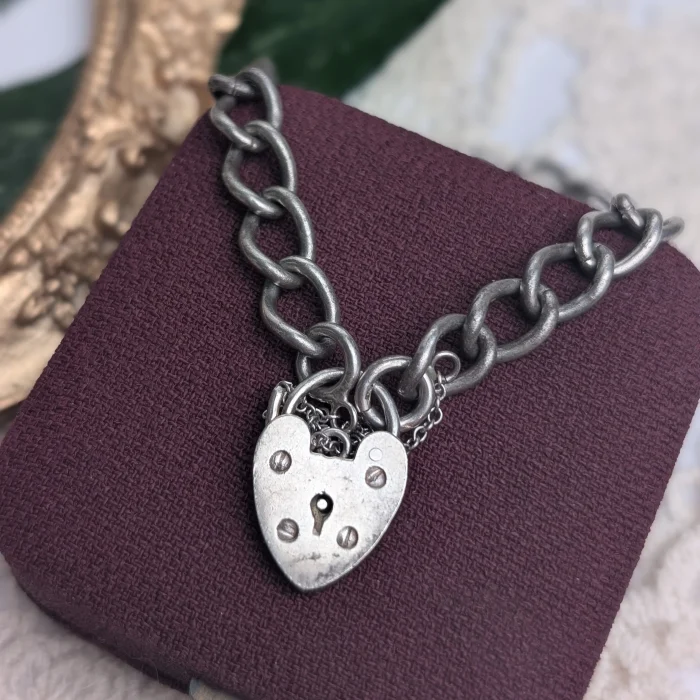 Vintage Sterling Silver Padlock Bracelet