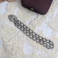 Vintage Sterling Silver Padlock Bracelet, Charm Heart Curb Link 1970 - Image 2