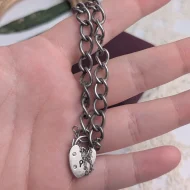 Vintage Sterling Silver Padlock Bracelet, Charm Heart Curb Link 1970 - Image 10