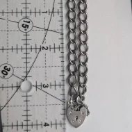 Vintage Sterling Silver Padlock Bracelet, Charm Heart Curb Link 1970 - Image 11