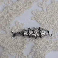 Vintage Silver Articulated Fish Pendant, Moving - Image 2