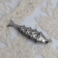 Vintage Silver Articulated Fish Pendant, Moving - Image 5