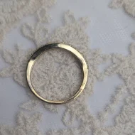 Sterling Silver Gold Plated Wishbone Ring, Chevron CZ Stacker - Image 7