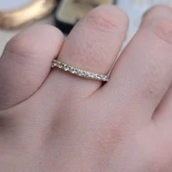 Sterling Silver Gold Plated Wishbone Ring, Chevron CZ Stacker - Image 8