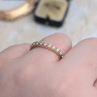 Sterling Silver Gold Plated Wishbone Ring, Chevron CZ Stacker - Image 9