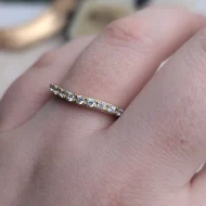 Sterling Silver Gold Plated Wishbone Ring, Chevron CZ Stacker - Image 10