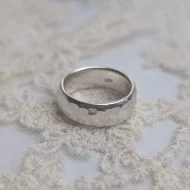 Vintage Sterling Silver Hammered Band, Wedding Ring Chunky Stacker - Image 3