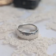 Vintage Sterling Silver Hammered Band, Wedding Ring Chunky Stacker - Image 4